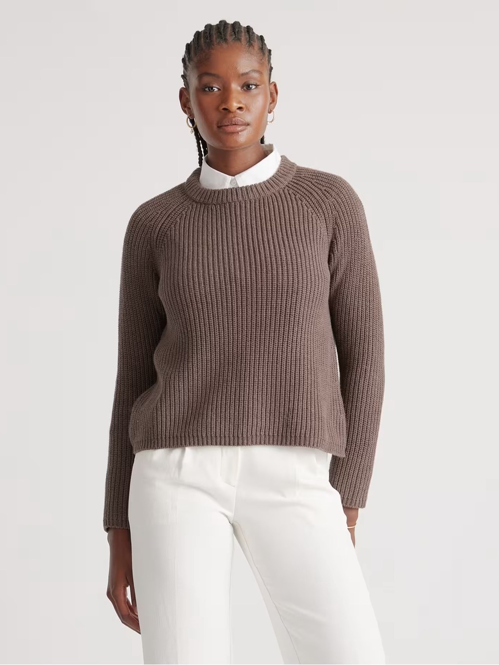 Quince Organic Ribbed Crewneck Sweater in Gray in color SZ Small